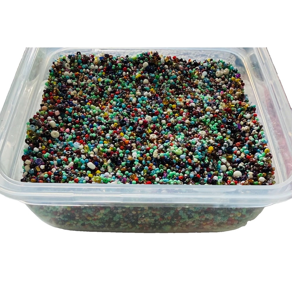 Assorted Glass Seed Beads 4 oz Bead Soup Bag Jewelry Making Mixed Sizes & Colors